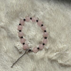 Rose Quartz & Hematite Crystal Bracelet Self-Love | Heart Chakra Healing |